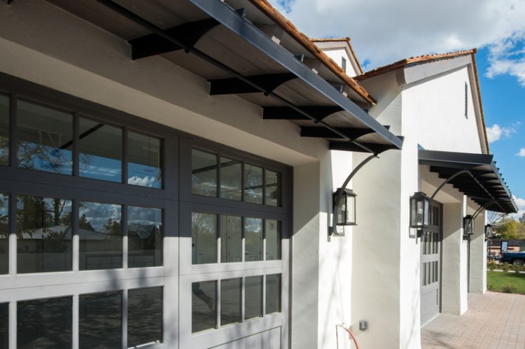Electric garage door with windows
