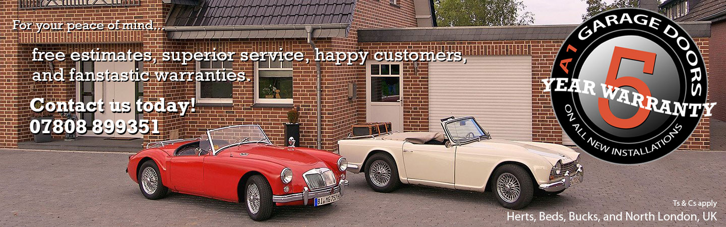 For your peace of mind… free estimates, superior service, happy customers, and fantastic warranties. Contact A1 Garage Doors at 07808 899351.